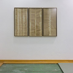 "BOBOEGGOHOJOKRLEPIPOSTWI", Blattgasse 6, Vienna, 2012, Untitled, MDF, glass, acrylic and chlorine on paper, 2009/2010, Untitled, plexiglas, wood, 88 x 192 x 5cm, 2010