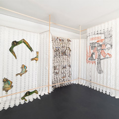 "Hausrat", Perpetuel, Frankfurt/Main, 2021, with Kerstin Cmelka, Sandra Kranich, Barak, Reiser and Alexander Wolff, installation view,, photo: Robert Schittko